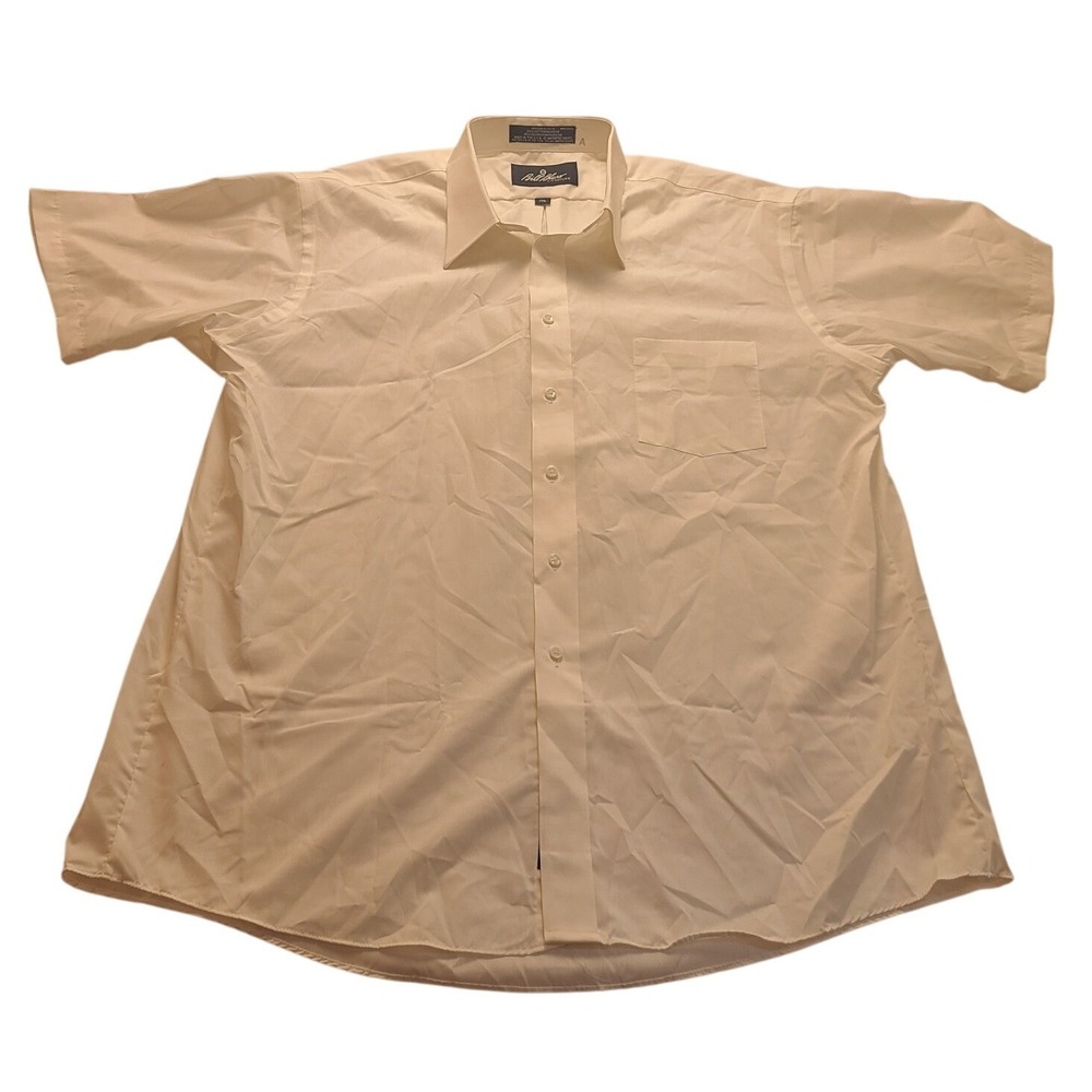 Bill Blass Signature Men's White Broadcloth Short Sleeve Dress Shirt Size 17.5